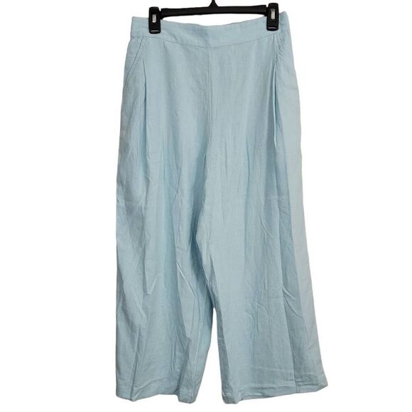 Madewell Pull-On Straight Crop Pant Sz 2 Blue Heron Linen Beachy Coastal NO954 - Picture 4 of 11